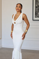 Nalani Fringe Maxi dress - White