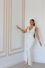 Nalani Fringe Maxi dress - White