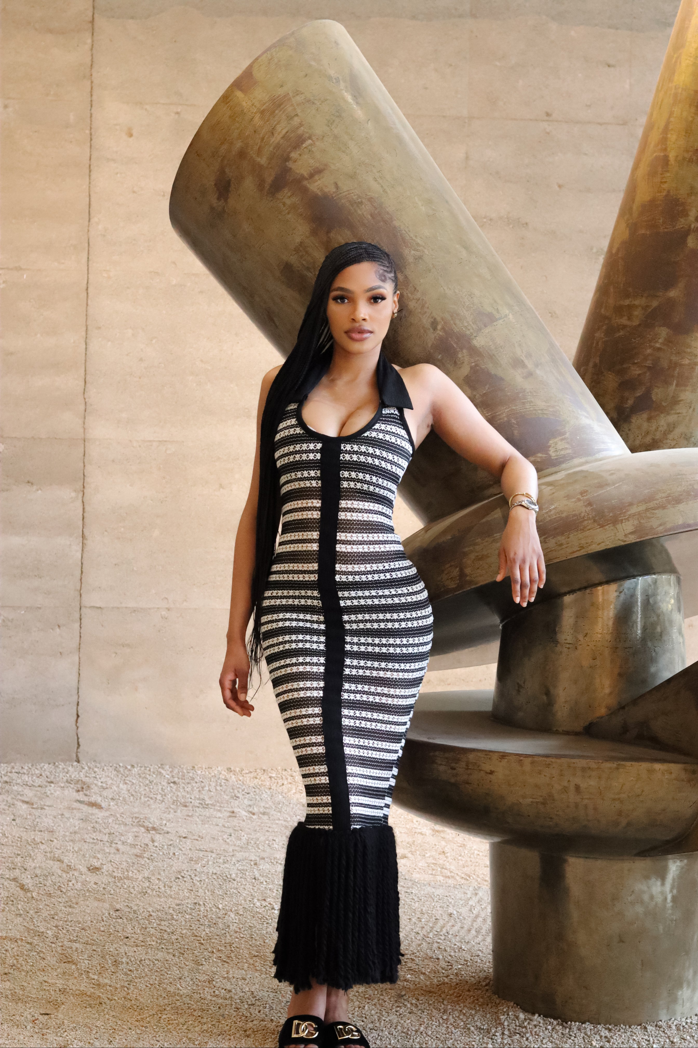 The Ayla Striped Crochet Dress