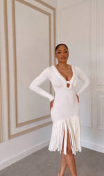 Nalani fringed mini dress - long sleeve
