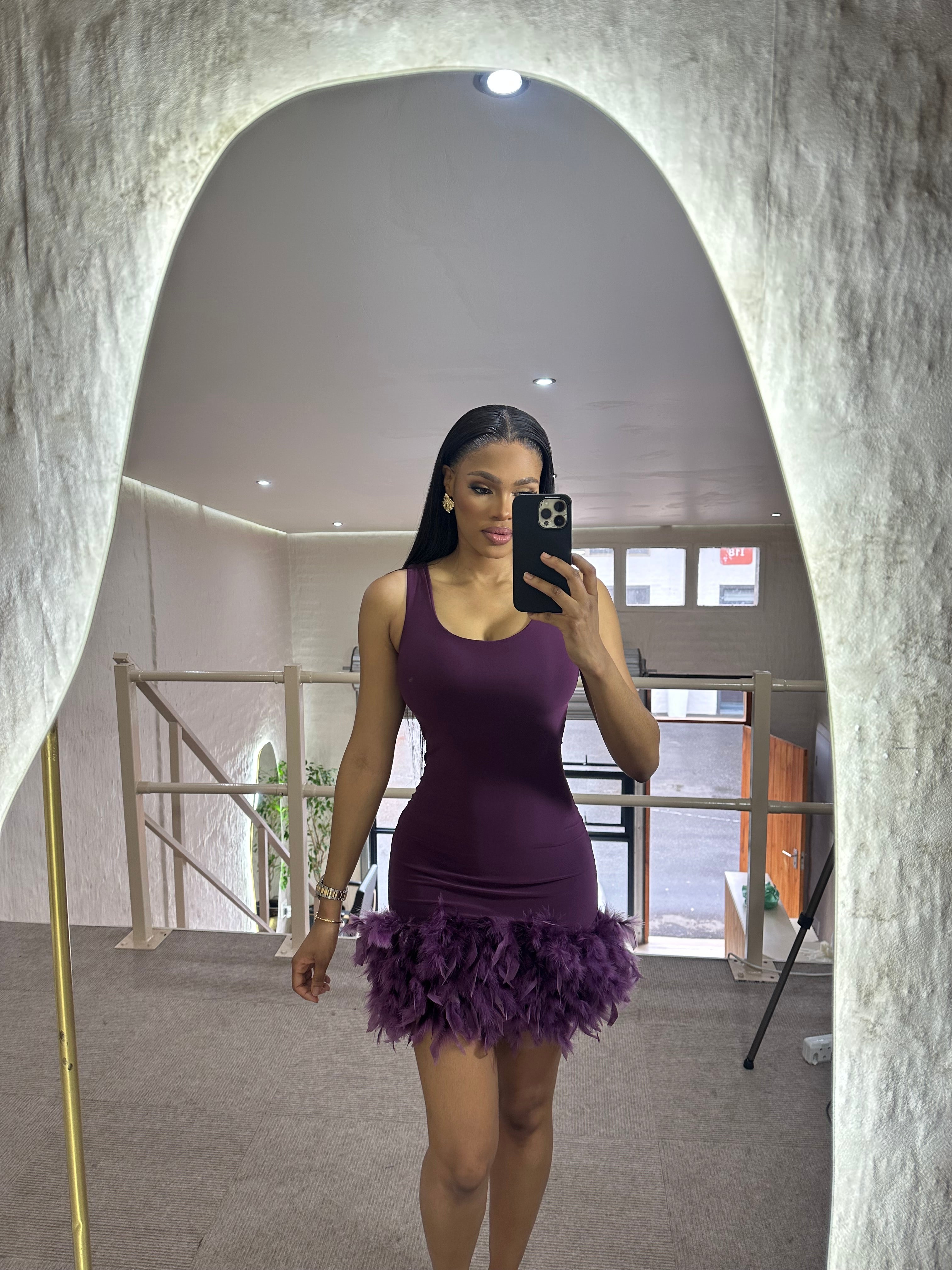 Purple feather dress